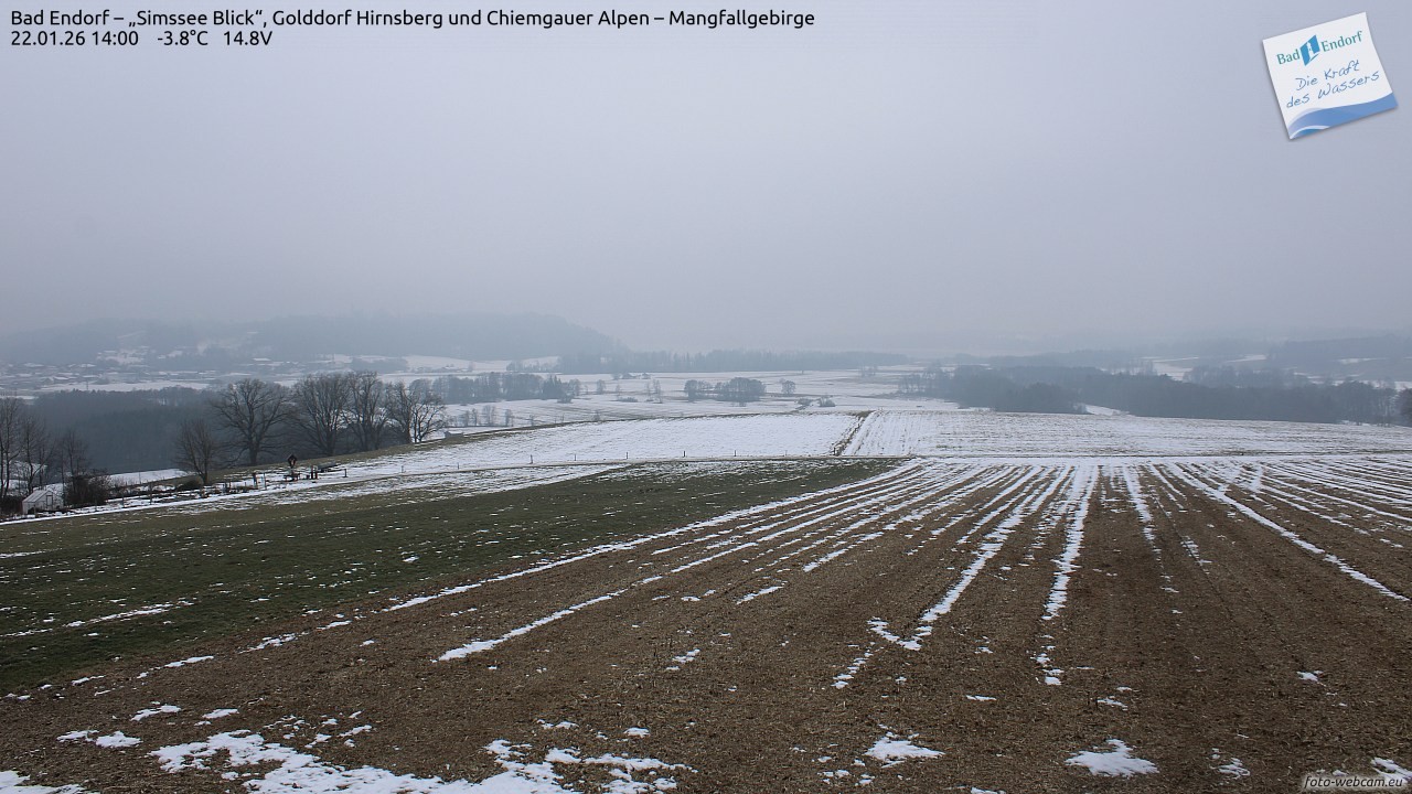 Archiv Foto Webcam Bad Endorf - Blick über den Simssee auf Wendelstein