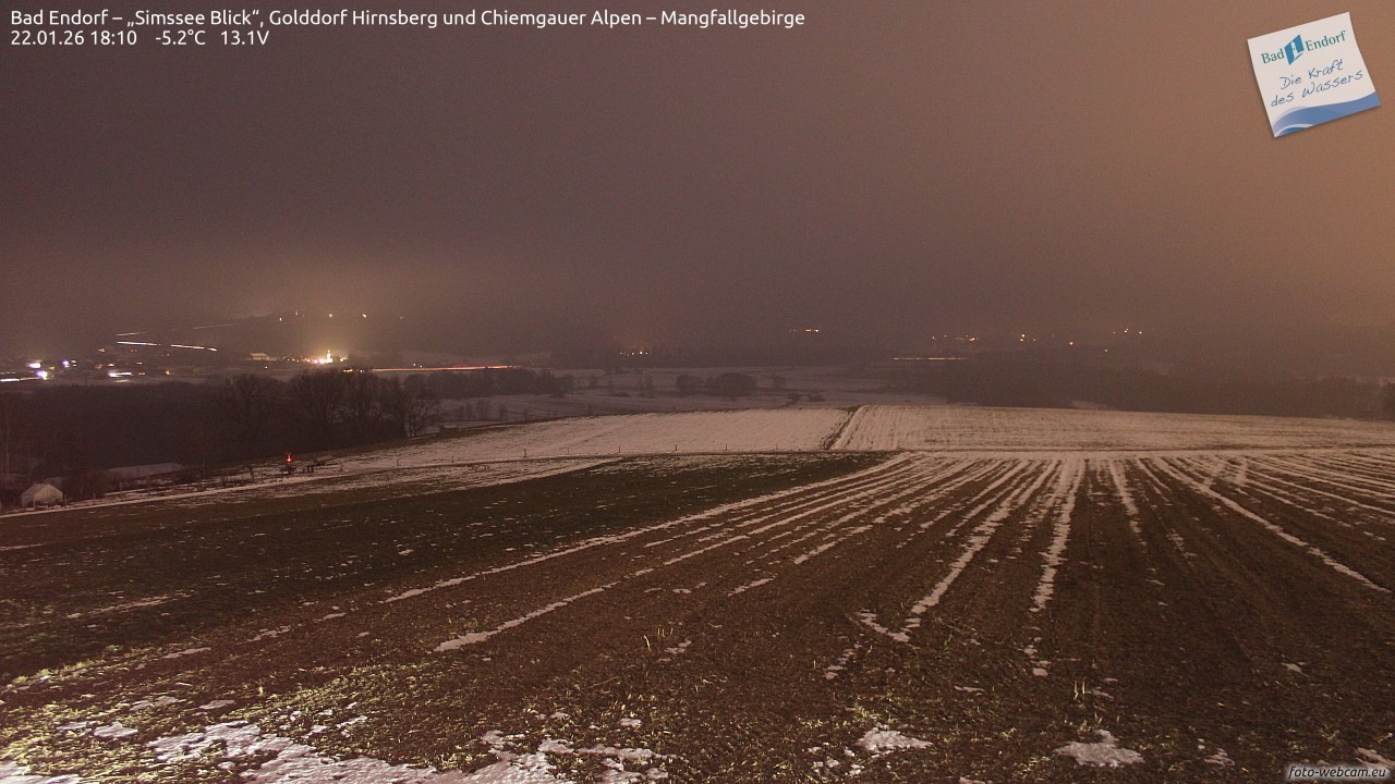 Archiv Foto Webcam Bad Endorf - Blick über den Simssee auf Wendelstein
