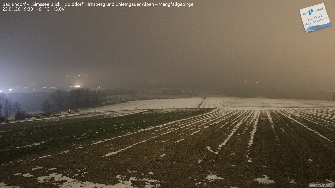 Archiv Foto Webcam Bad Endorf - Blick über den Simssee auf Wendelstein