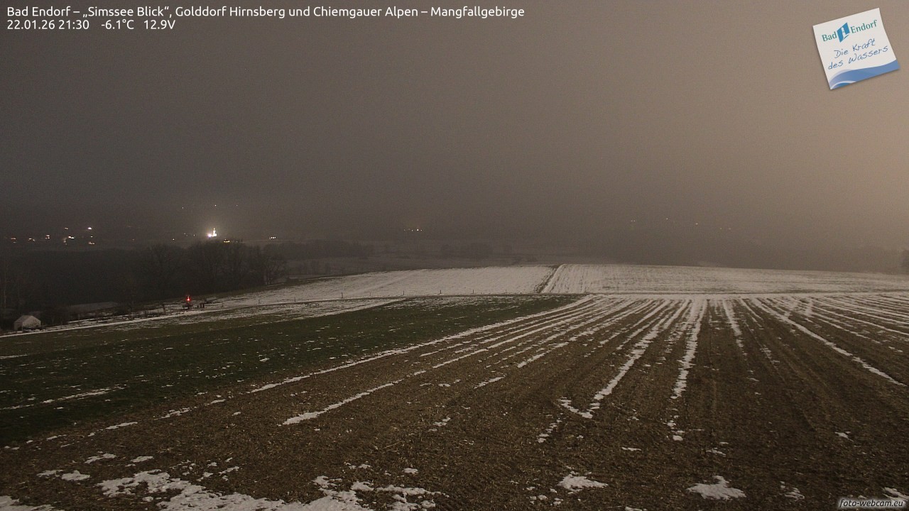 Archiv Foto Webcam Bad Endorf - Blick über den Simssee auf Wendelstein