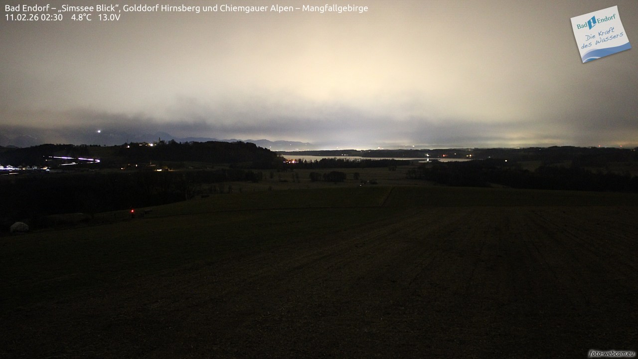 Archiv Foto Webcam Bad Endorf - Blick über den Simssee auf Wendelstein