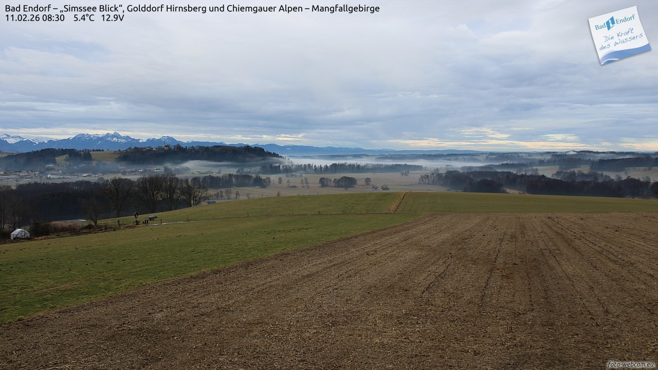 Archiv Foto Webcam Bad Endorf - Blick über den Simssee auf Wendelstein