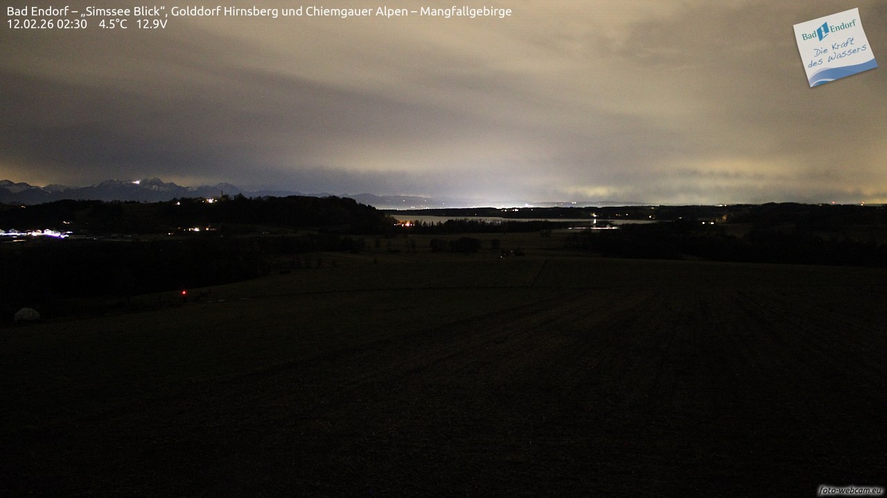 Archiv Foto Webcam Bad Endorf - Blick über den Simssee auf Wendelstein
