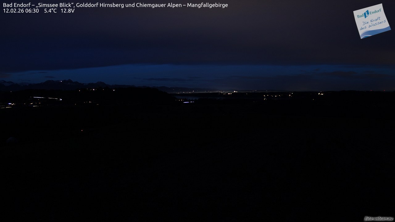 Archiv Foto Webcam Bad Endorf - Blick über den Simssee auf Wendelstein