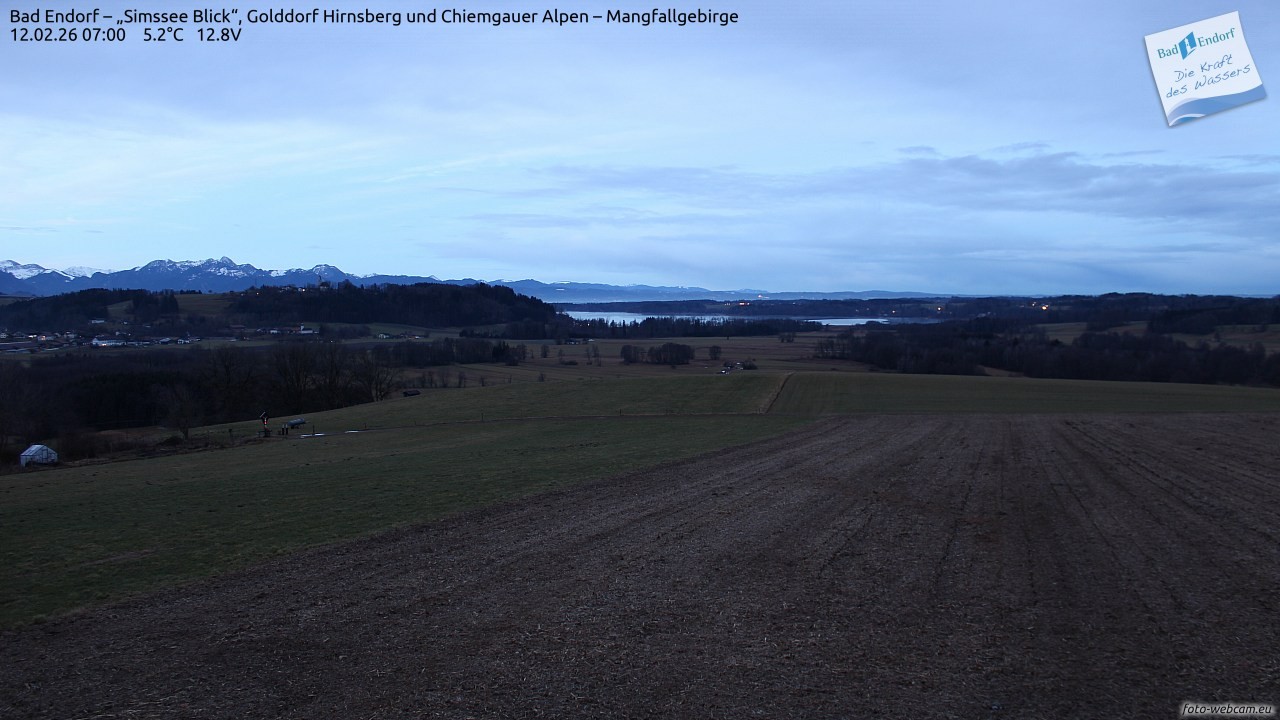 Archiv Foto Webcam Bad Endorf - Blick über den Simssee auf Wendelstein
