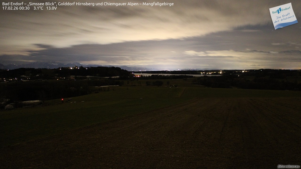 Archived image Webcam Bad Endorf - Simssee - View to Wendelstein