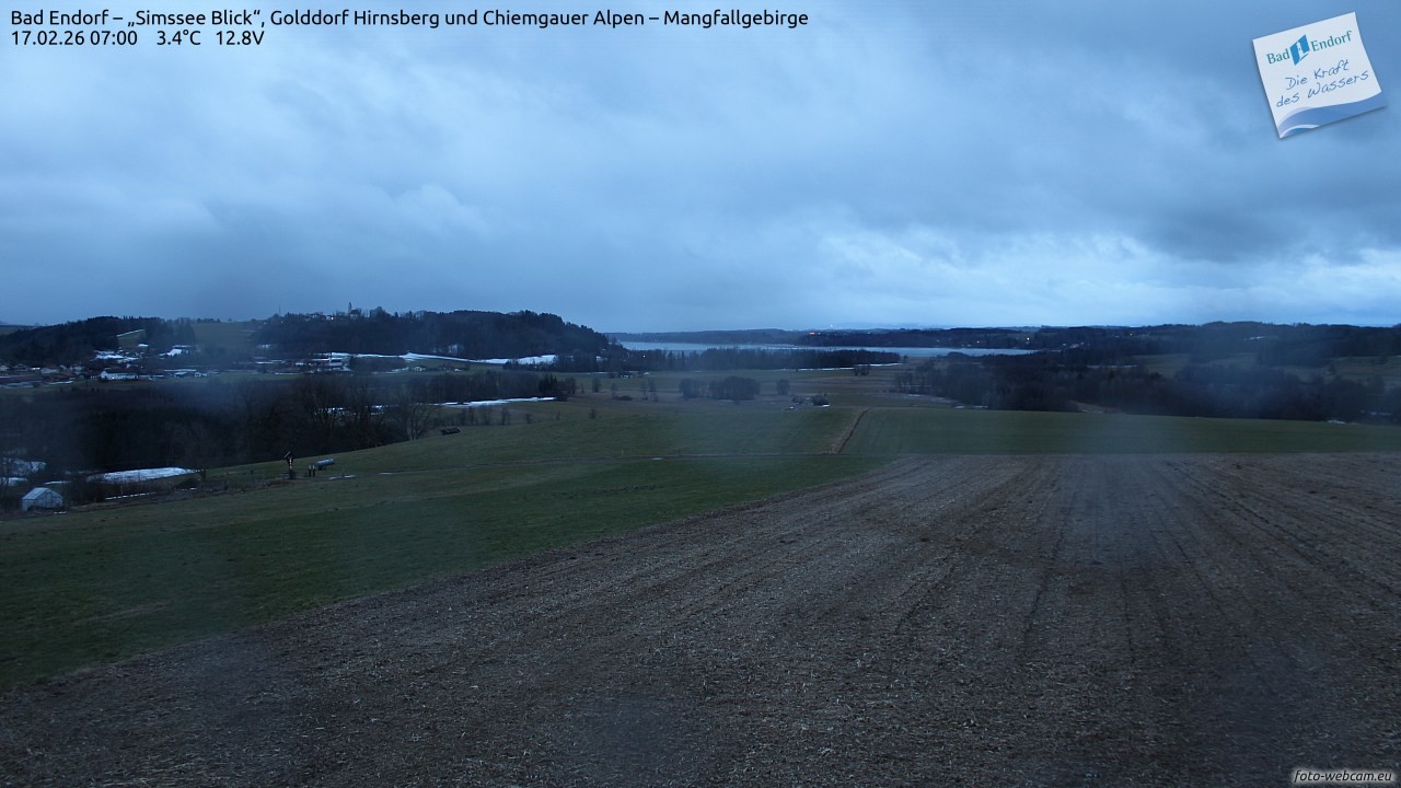 Archived image Webcam Bad Endorf - Simssee - View to Wendelstein