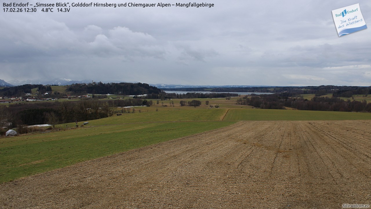 Archiv Foto Webcam Bad Endorf - Blick über den Simssee auf Wendelstein