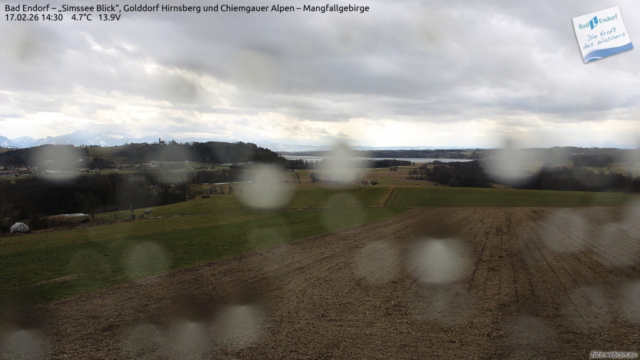 Archiv Foto Webcam Bad Endorf - Blick über den Simssee auf Wendelstein