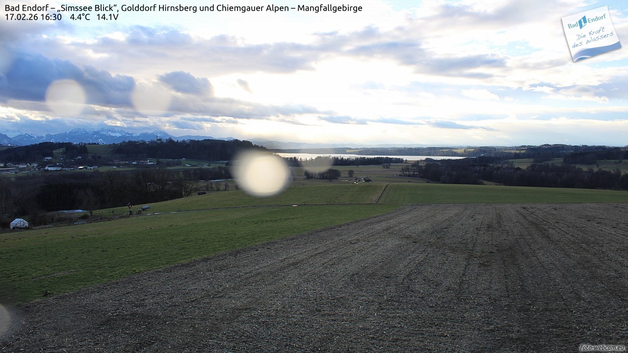 Archiv Foto Webcam Bad Endorf - Blick über den Simssee auf Wendelstein