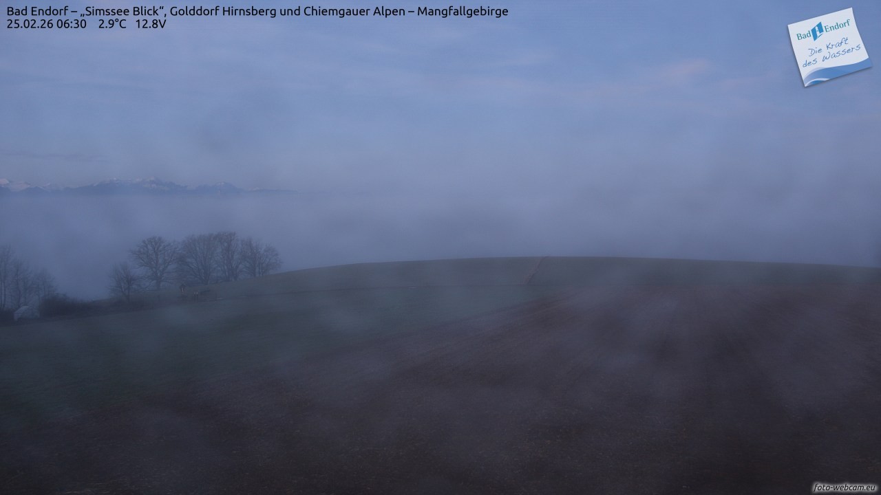 Archiv Foto Webcam Bad Endorf - Blick über den Simssee auf Wendelstein
