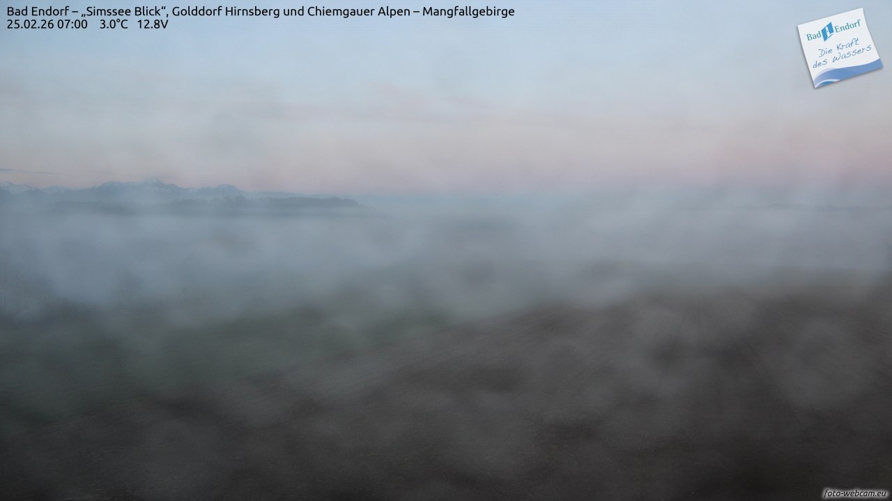 Archiv Foto Webcam Bad Endorf - Blick über den Simssee auf Wendelstein