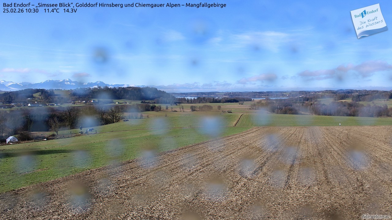 Archiv Foto Webcam Bad Endorf - Blick über den Simssee auf Wendelstein