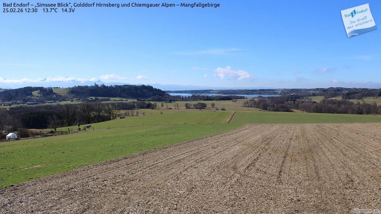 Archiv Foto Webcam Bad Endorf - Blick über den Simssee auf Wendelstein