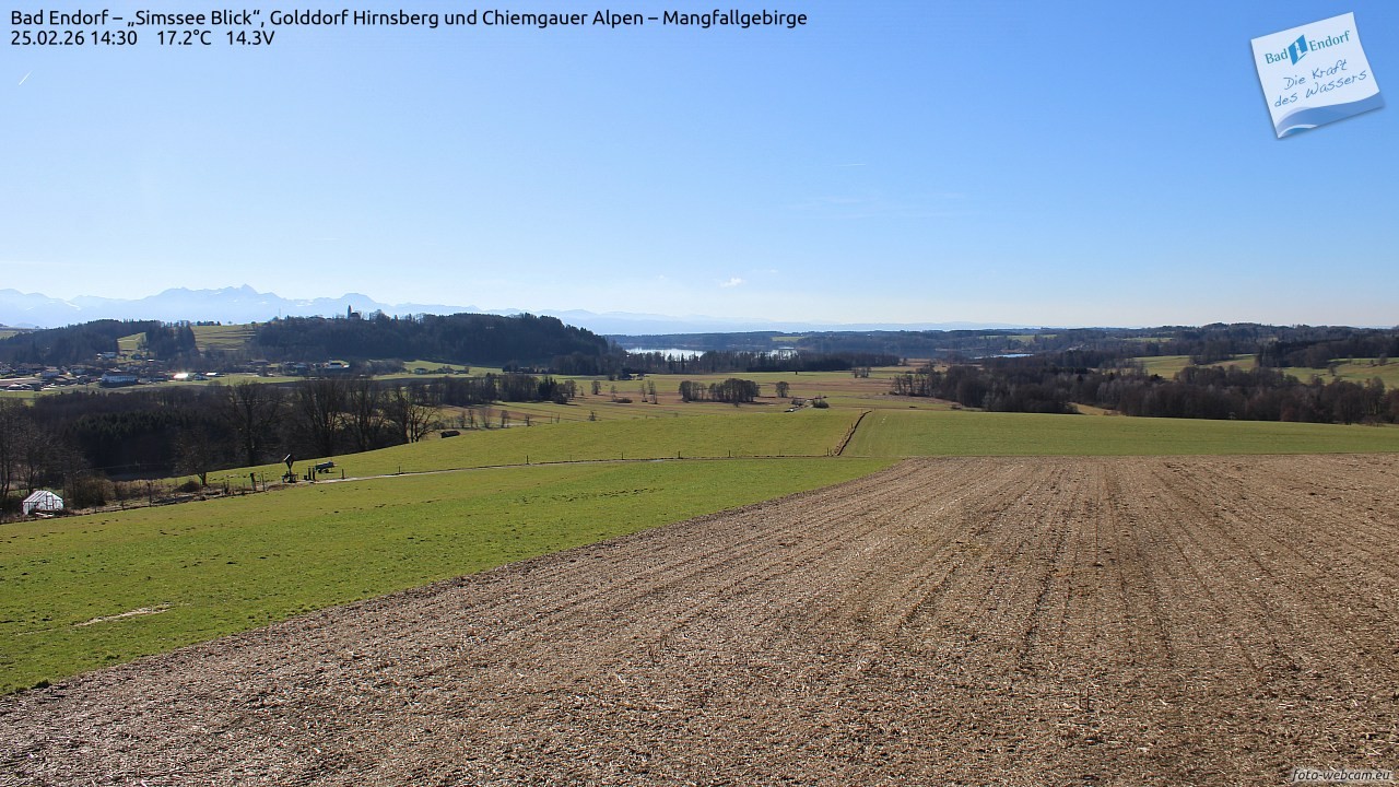 Archiv Foto Webcam Bad Endorf - Blick über den Simssee auf Wendelstein