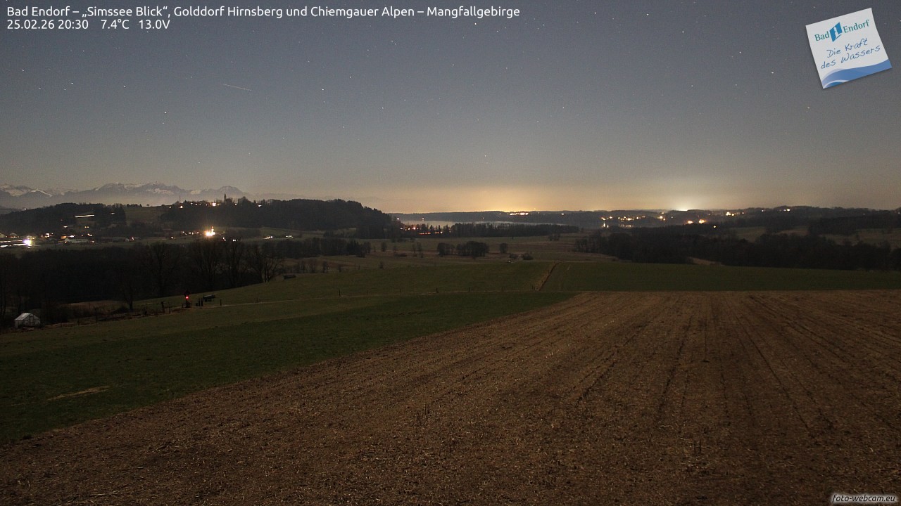 Archiv Foto Webcam Bad Endorf - Blick über den Simssee auf Wendelstein