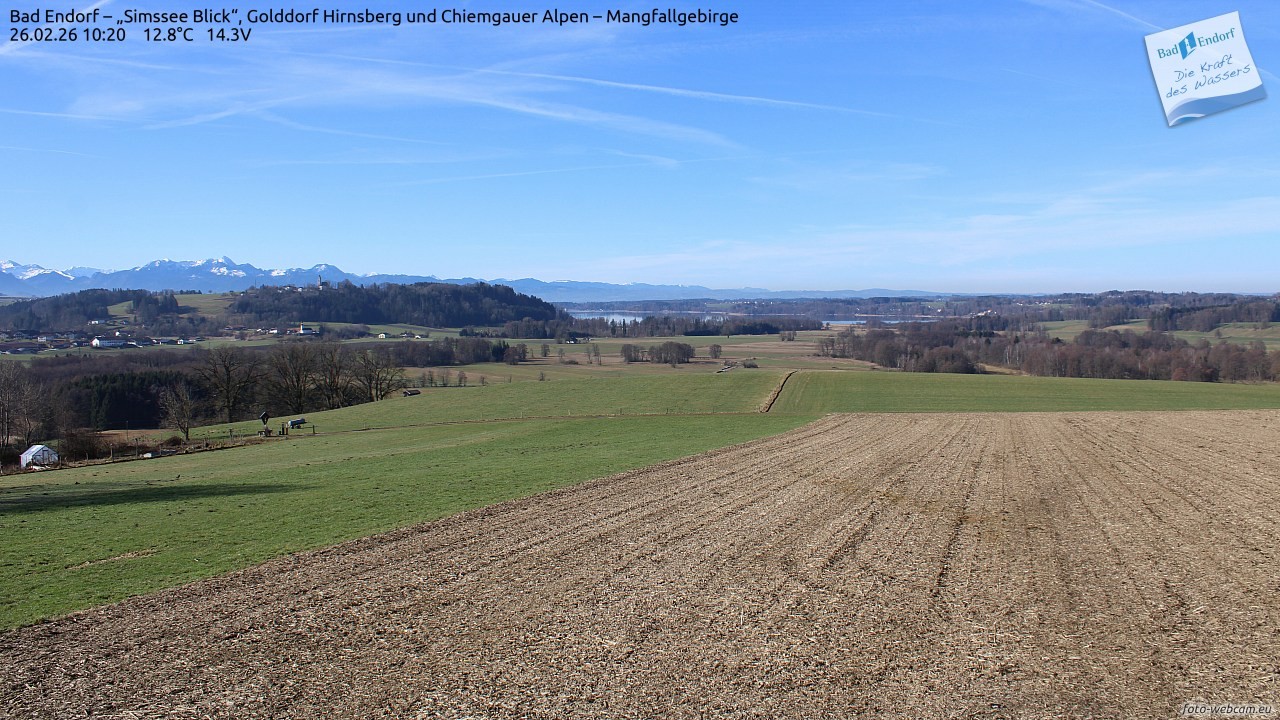 Archived image Webcam Bad Endorf - Simssee - View to Wendelstein