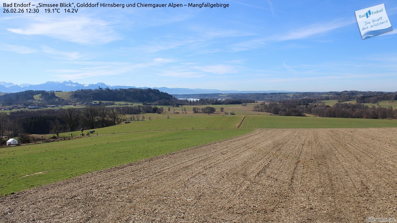 Archived image Webcam Bad Endorf - Simssee - View to Wendelstein
