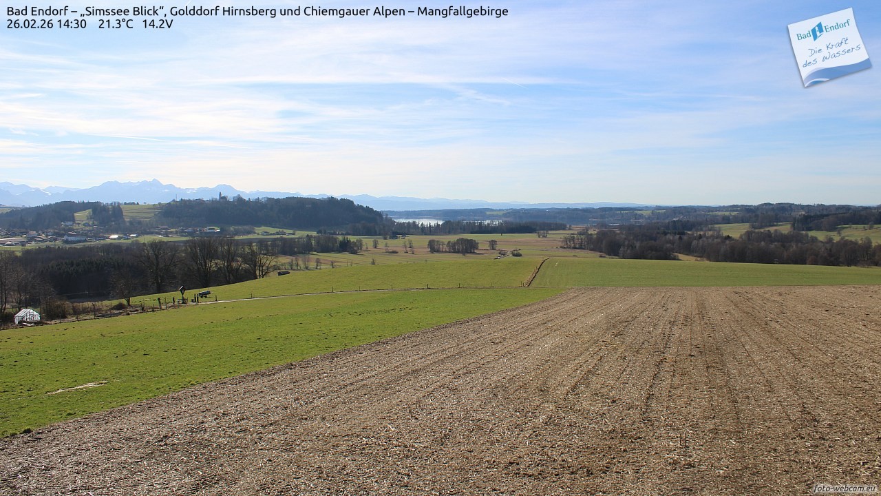 Archived image Webcam Bad Endorf - Simssee - View to Wendelstein