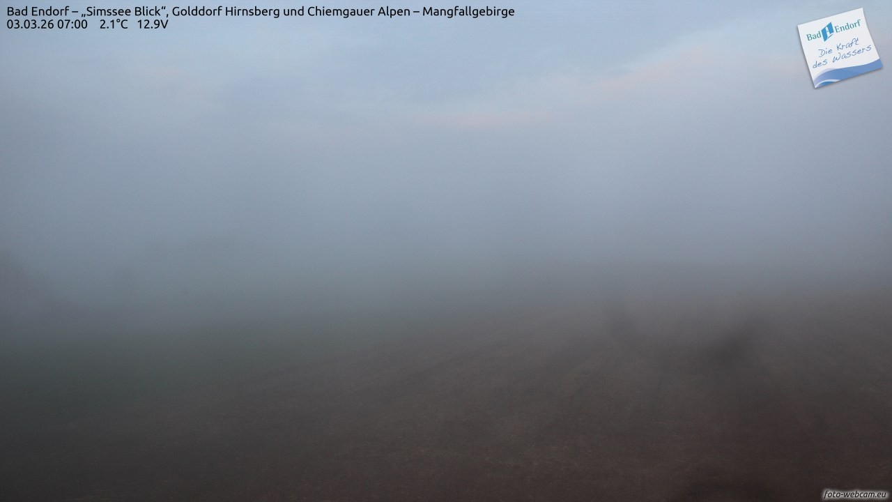 Archiv Foto Webcam Bad Endorf - Blick über den Simssee auf Wendelstein