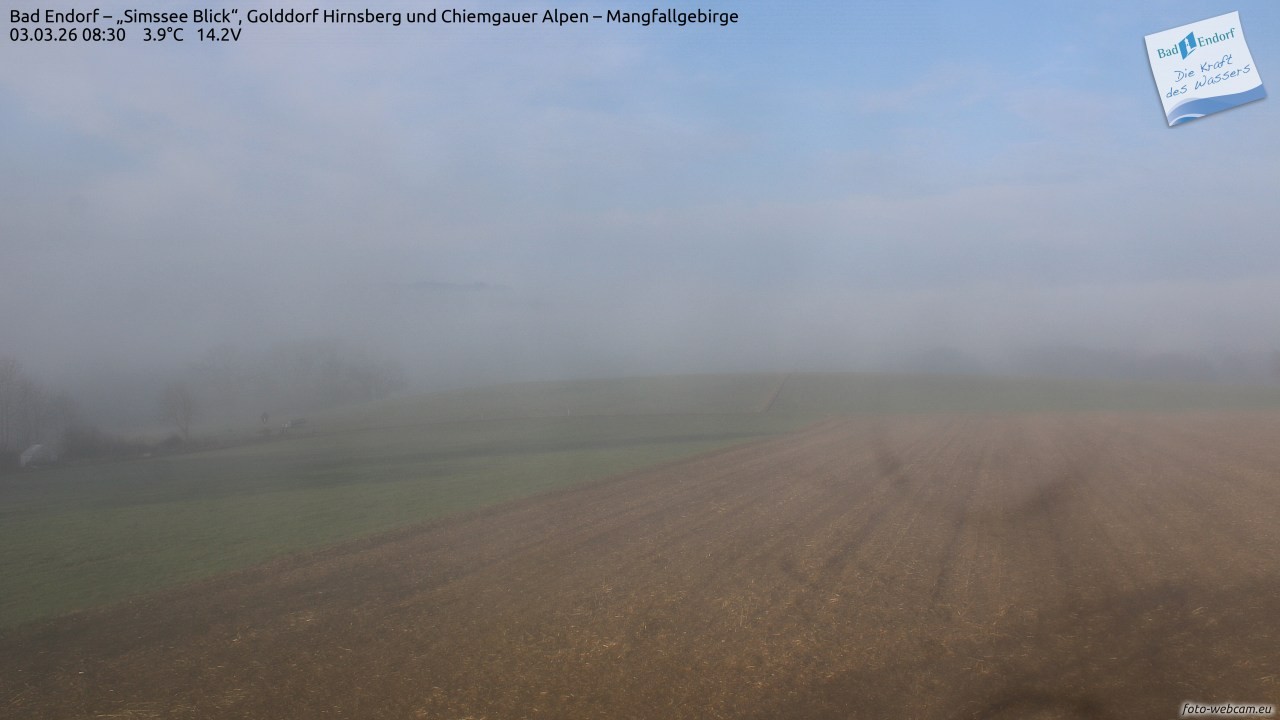 Archiv Foto Webcam Bad Endorf - Blick über den Simssee auf Wendelstein