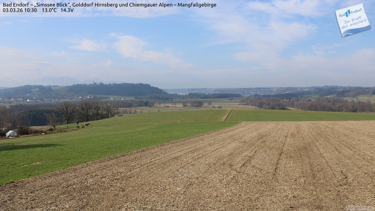 Archiv Foto Webcam Bad Endorf - Blick über den Simssee auf Wendelstein