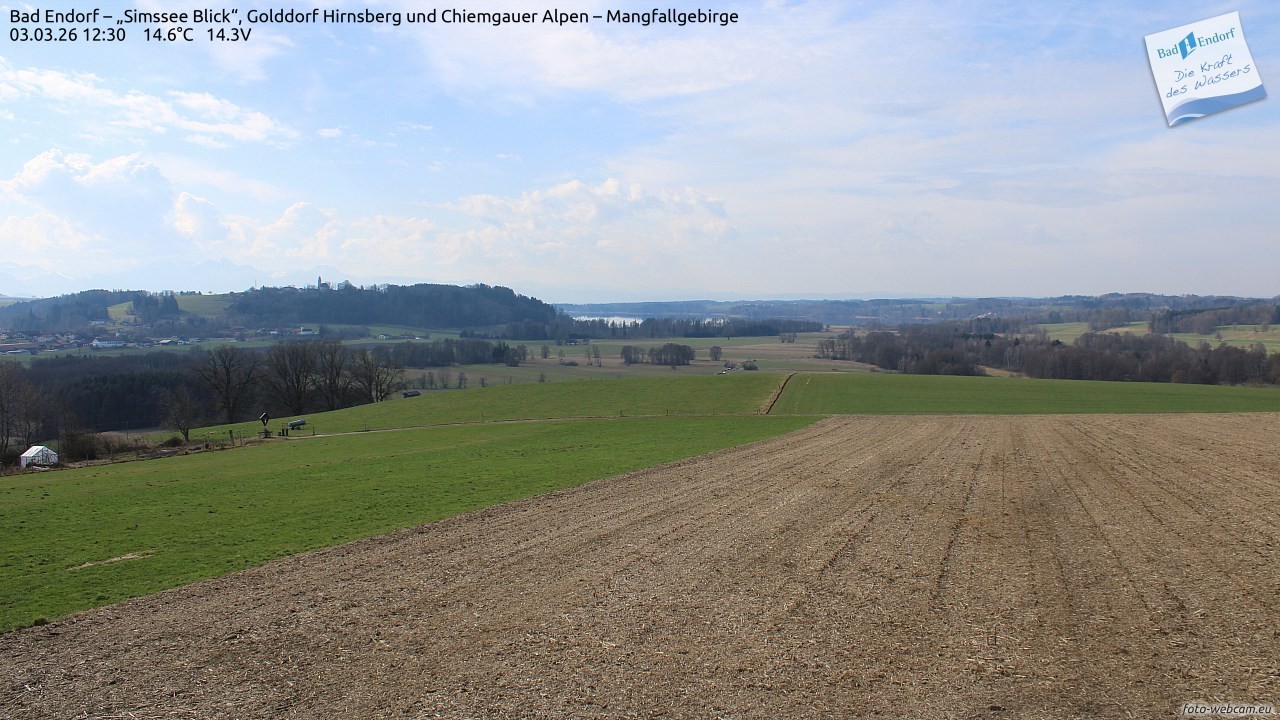 Archiv Foto Webcam Bad Endorf - Blick über den Simssee auf Wendelstein