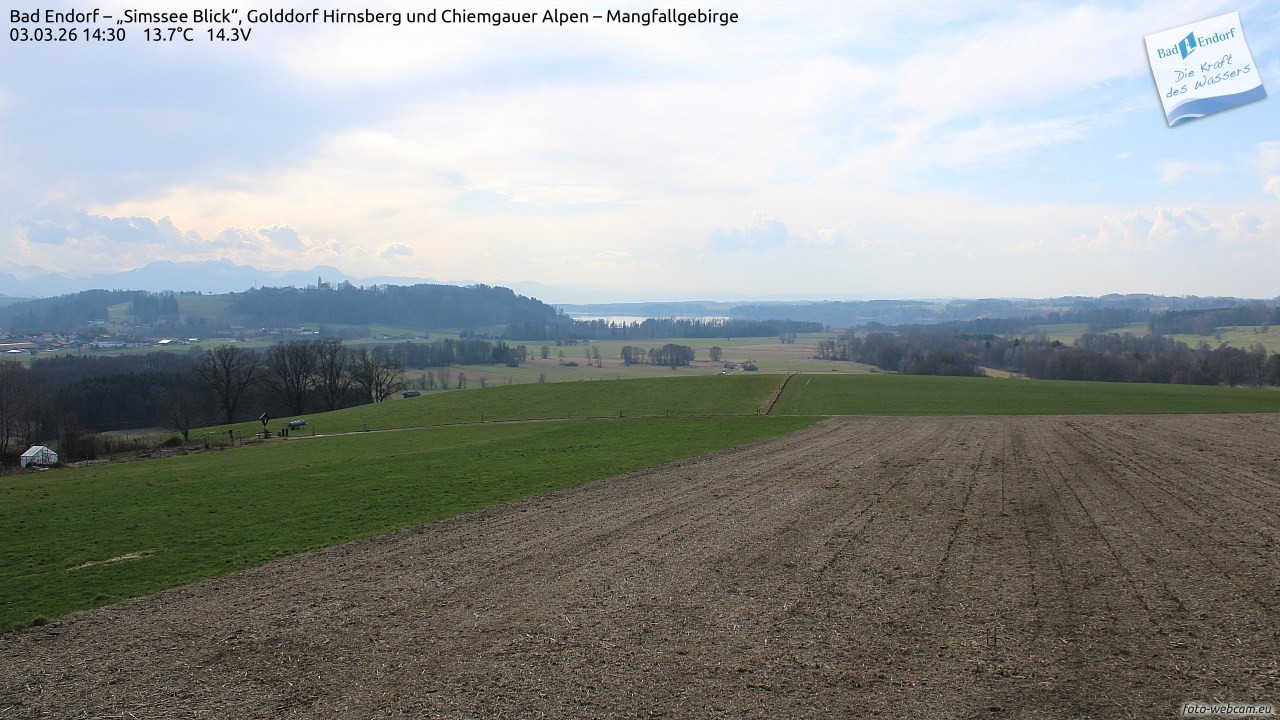 Archiv Foto Webcam Bad Endorf - Blick über den Simssee auf Wendelstein