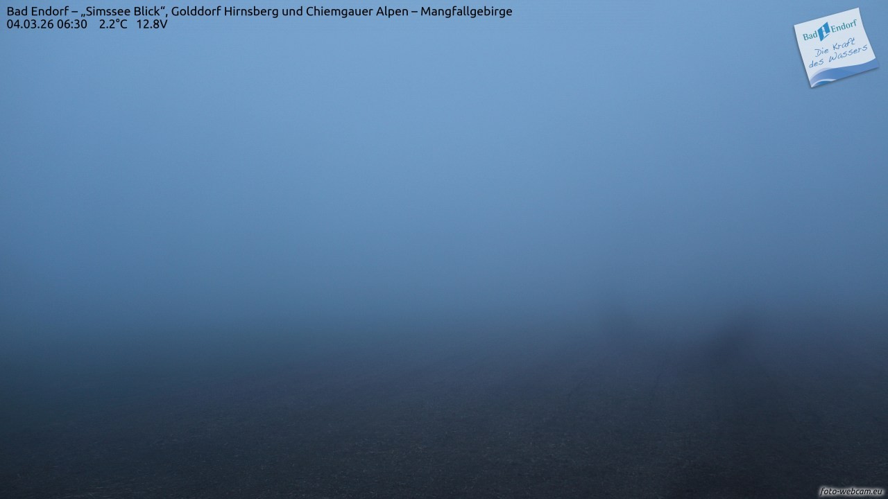 Archiv Foto Webcam Bad Endorf - Blick über den Simssee auf Wendelstein