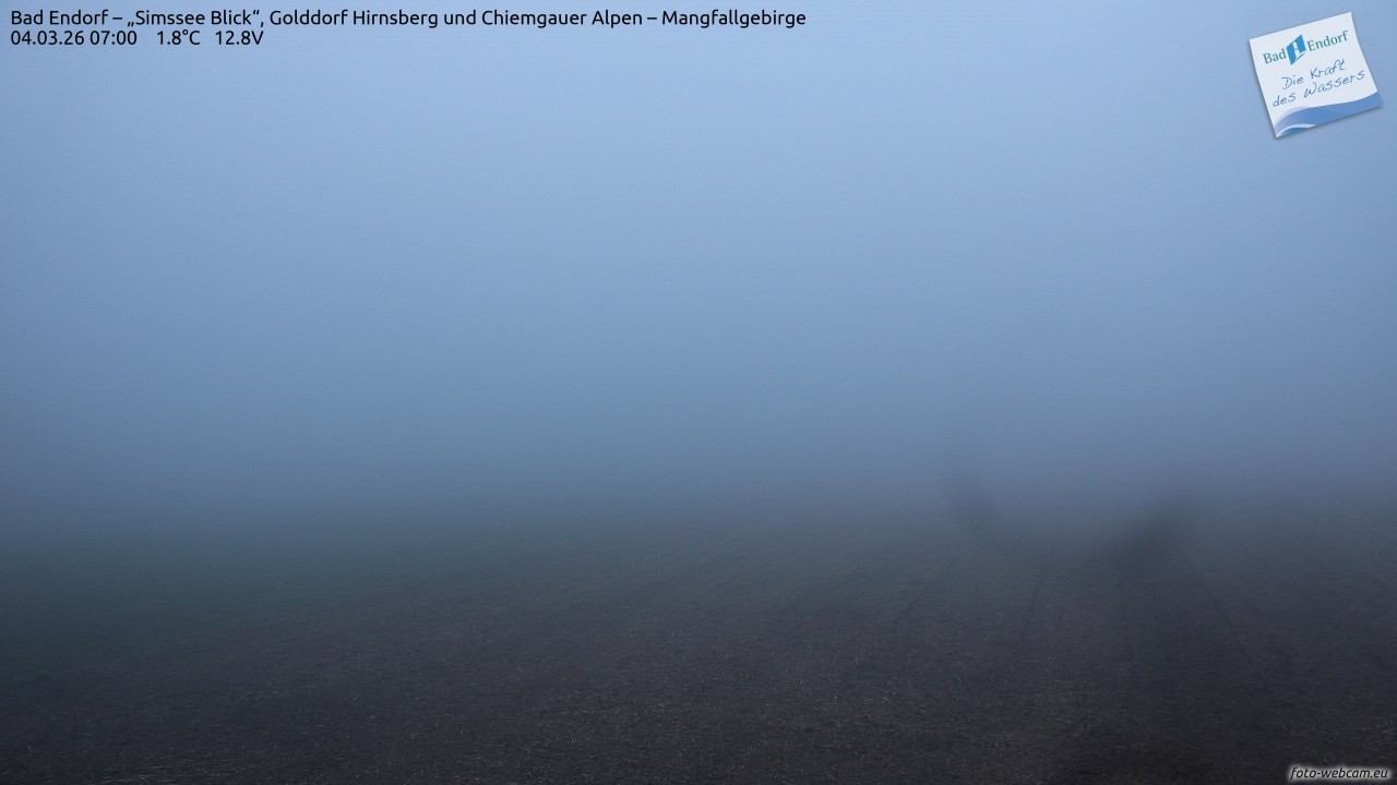 Archiv Foto Webcam Bad Endorf - Blick über den Simssee auf Wendelstein