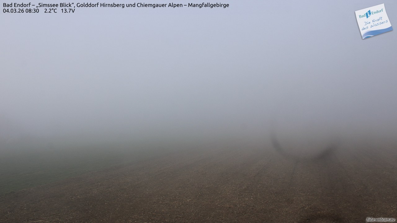 Archiv Foto Webcam Bad Endorf - Blick über den Simssee auf Wendelstein