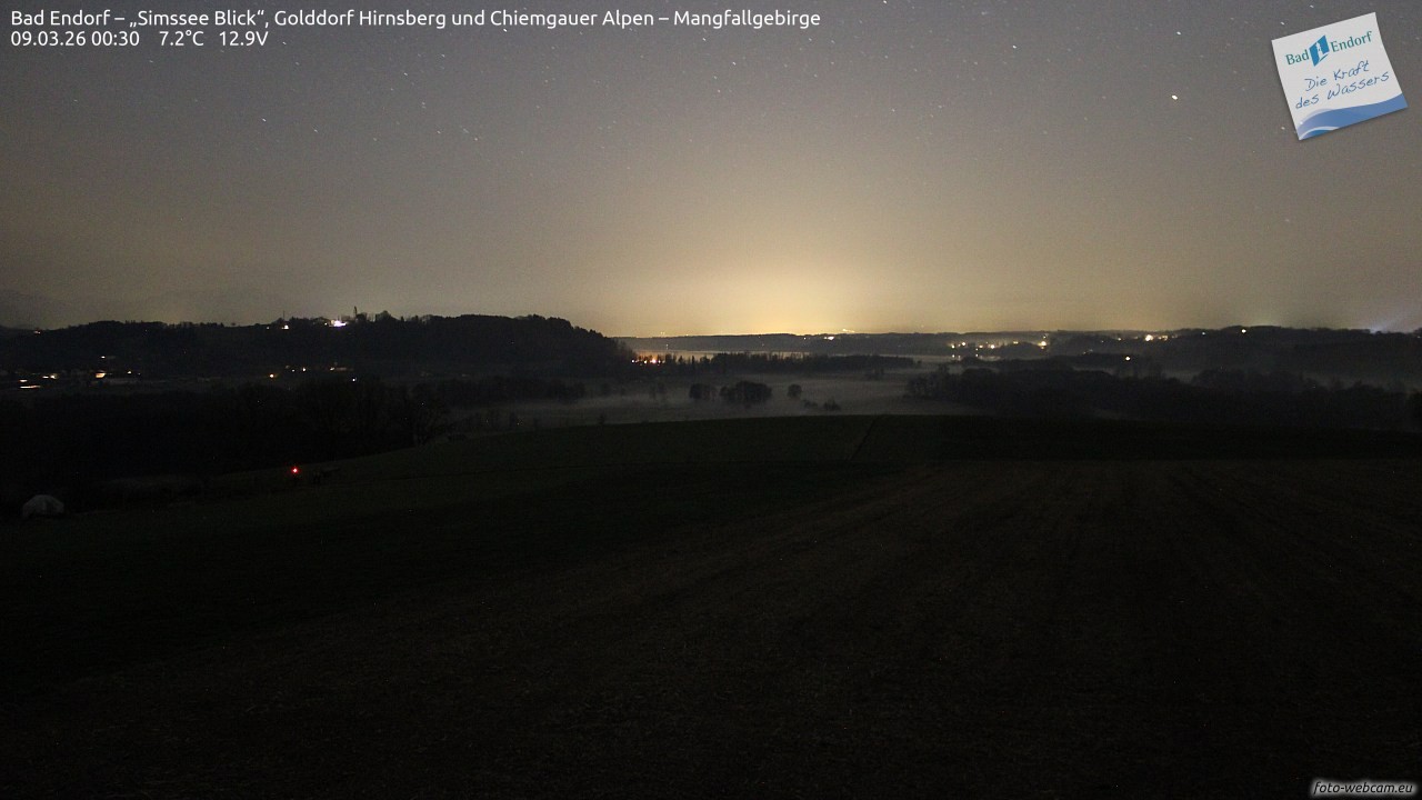 Archiv Foto Webcam Bad Endorf - Blick über den Simssee auf Wendelstein