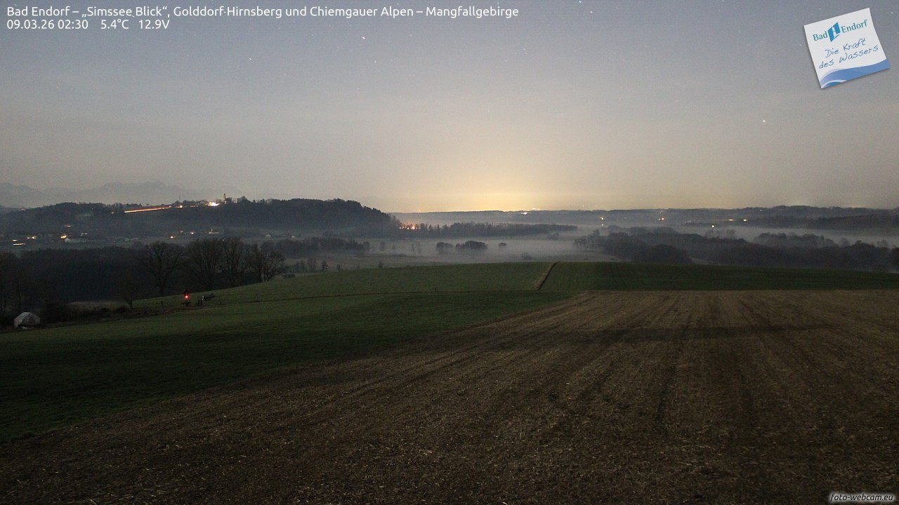 Archiv Foto Webcam Bad Endorf - Blick über den Simssee auf Wendelstein