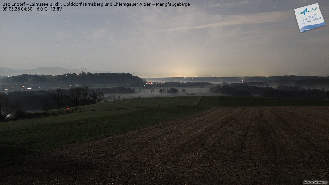 Archiv Foto Webcam Bad Endorf - Blick über den Simssee auf Wendelstein