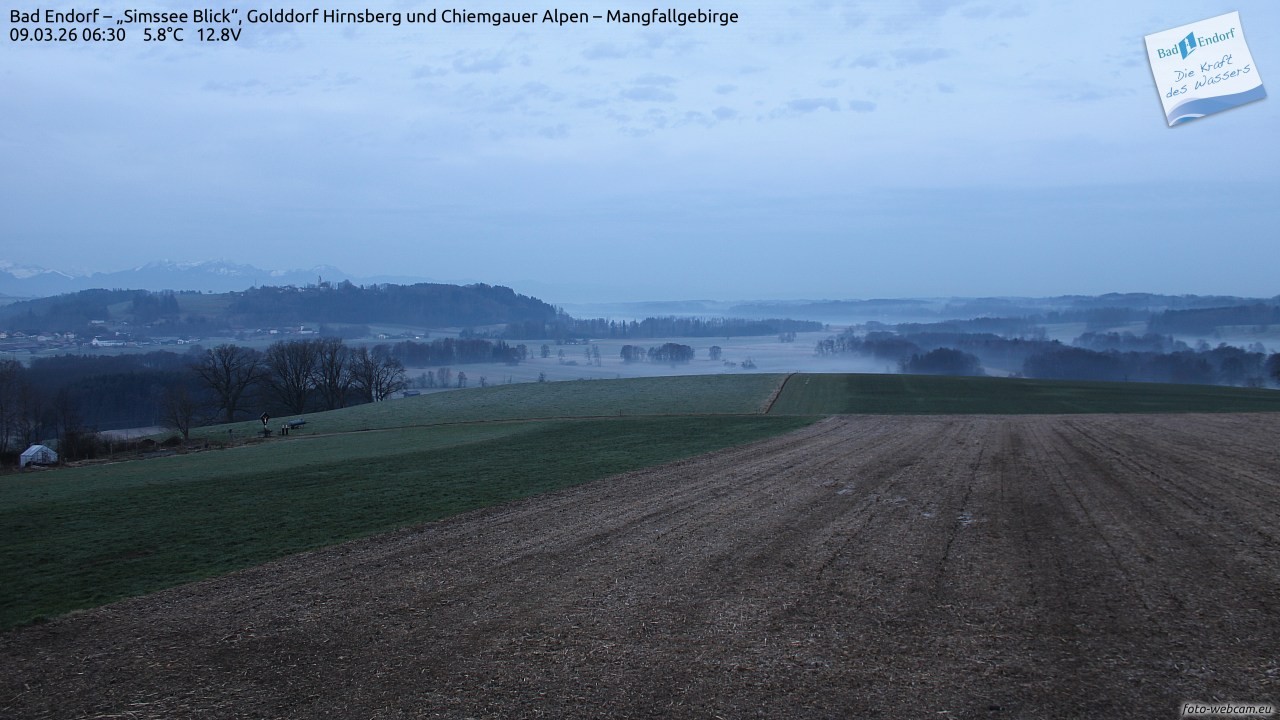Archiv Foto Webcam Bad Endorf - Blick über den Simssee auf Wendelstein