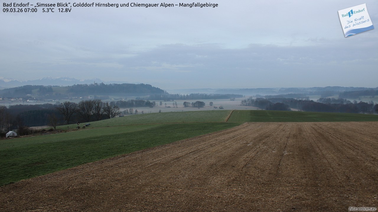 Archiv Foto Webcam Bad Endorf - Blick über den Simssee auf Wendelstein