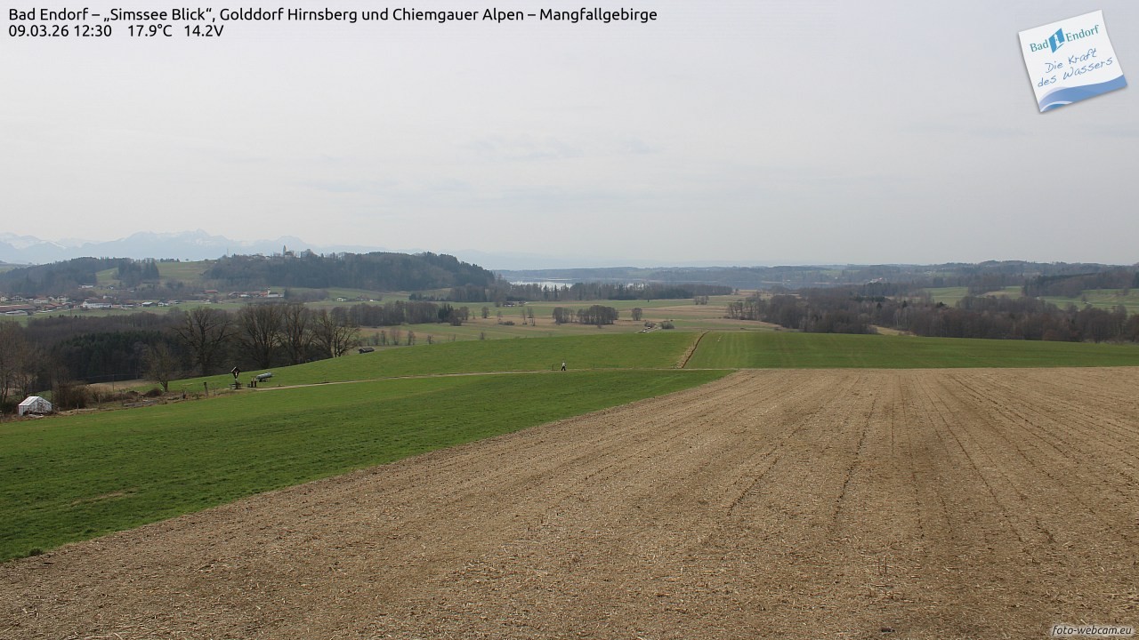 Archiv Foto Webcam Bad Endorf - Blick über den Simssee auf Wendelstein