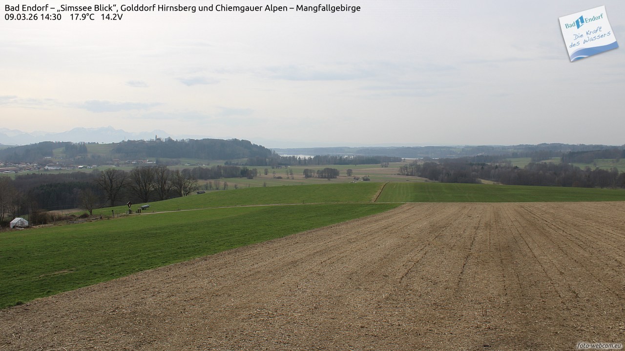 Archiv Foto Webcam Bad Endorf - Blick über den Simssee auf Wendelstein