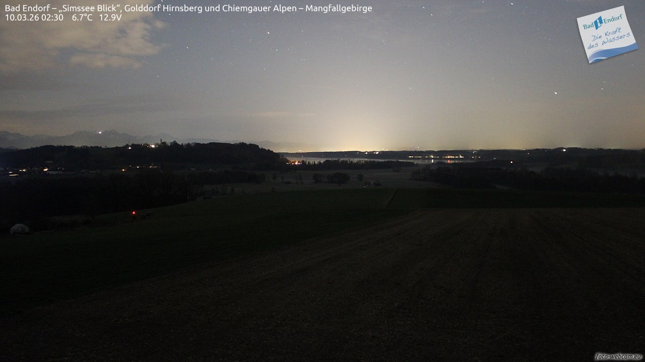 Archiv Foto Webcam Bad Endorf - Blick über den Simssee auf Wendelstein