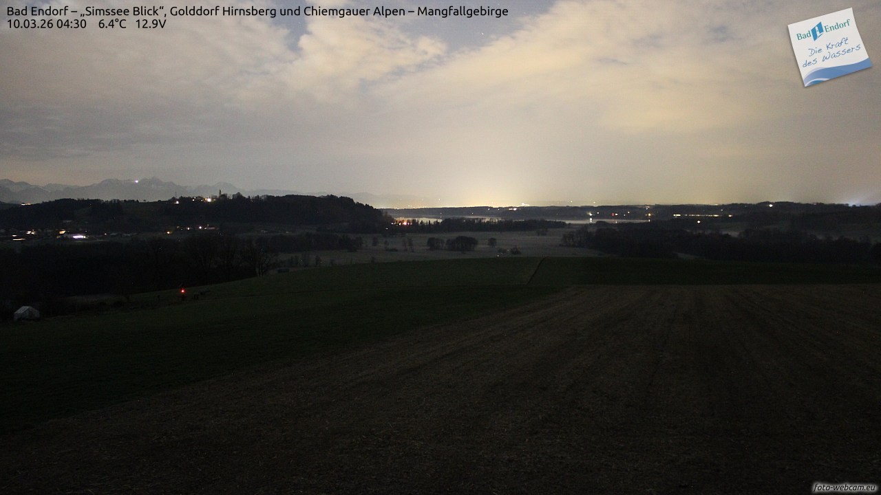 Archiv Foto Webcam Bad Endorf - Blick über den Simssee auf Wendelstein