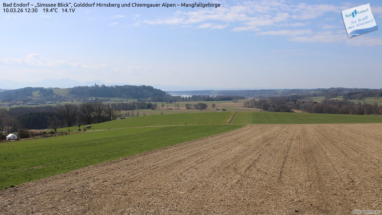 Archiv Foto Webcam Bad Endorf - Blick über den Simssee auf Wendelstein