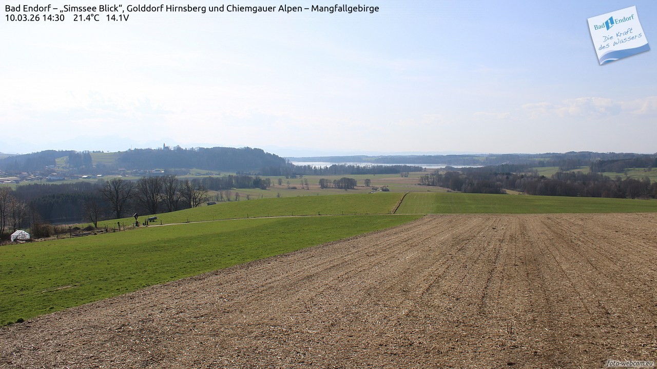 Archiv Foto Webcam Bad Endorf - Blick über den Simssee auf Wendelstein