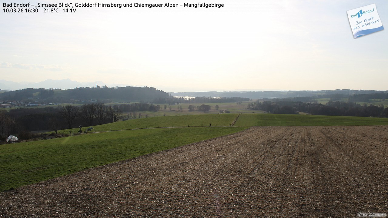 Archiv Foto Webcam Bad Endorf - Blick über den Simssee auf Wendelstein