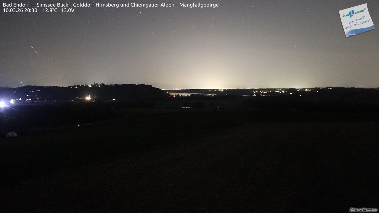 Archiv Foto Webcam Bad Endorf - Blick über den Simssee auf Wendelstein