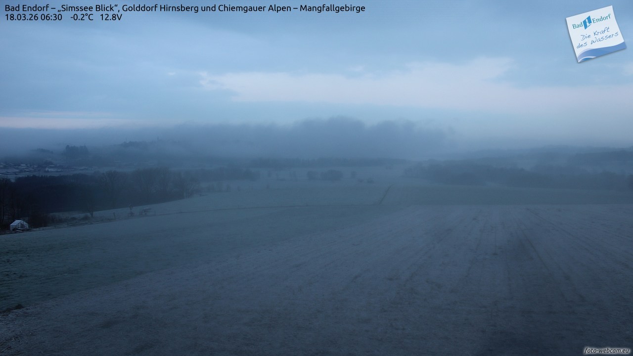 Archiv Foto Webcam Bad Endorf - Blick über den Simssee auf Wendelstein