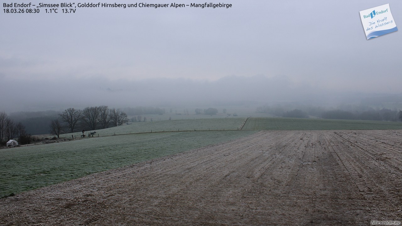 Archiv Foto Webcam Bad Endorf - Blick über den Simssee auf Wendelstein