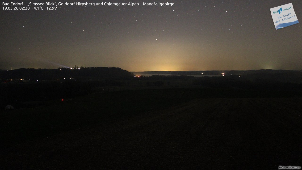 Archiv Foto Webcam Bad Endorf - Blick über den Simssee auf Wendelstein