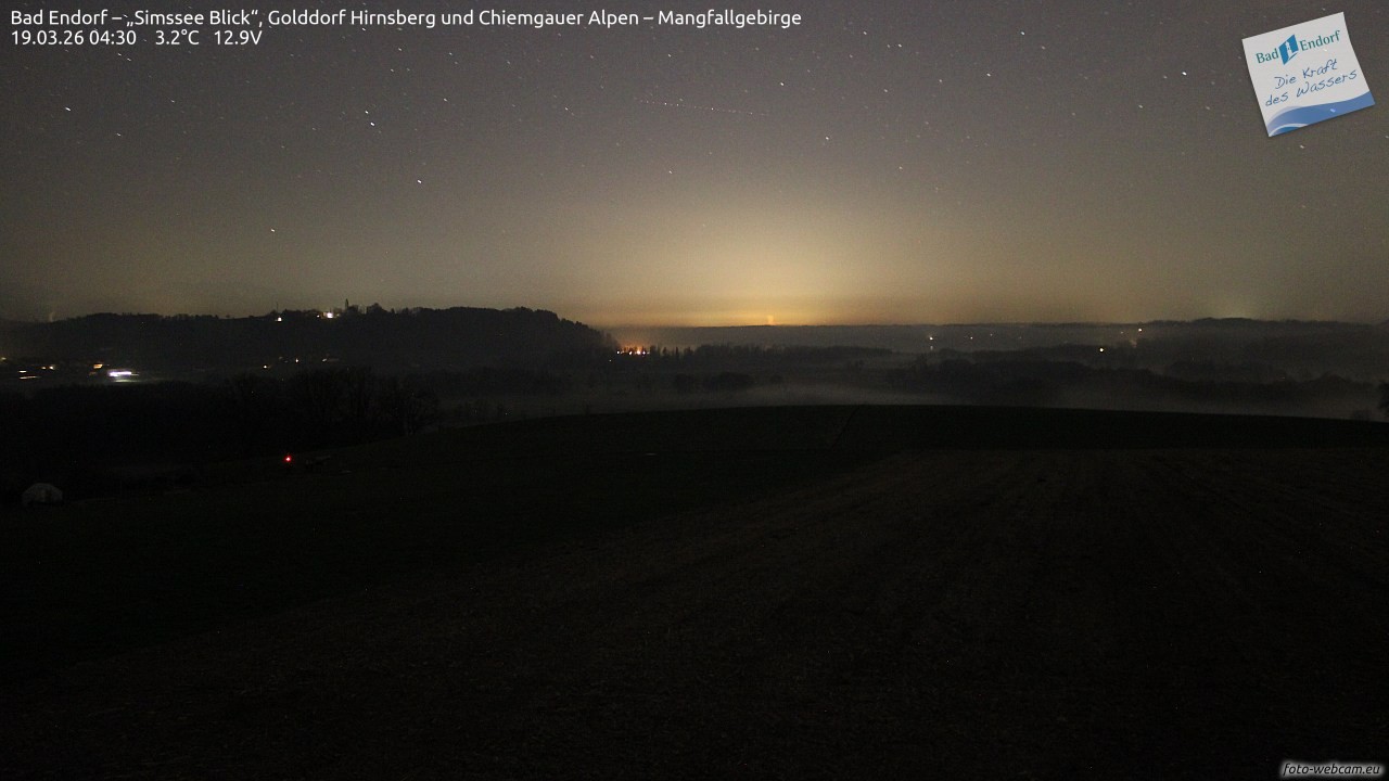 Archiv Foto Webcam Bad Endorf - Blick über den Simssee auf Wendelstein