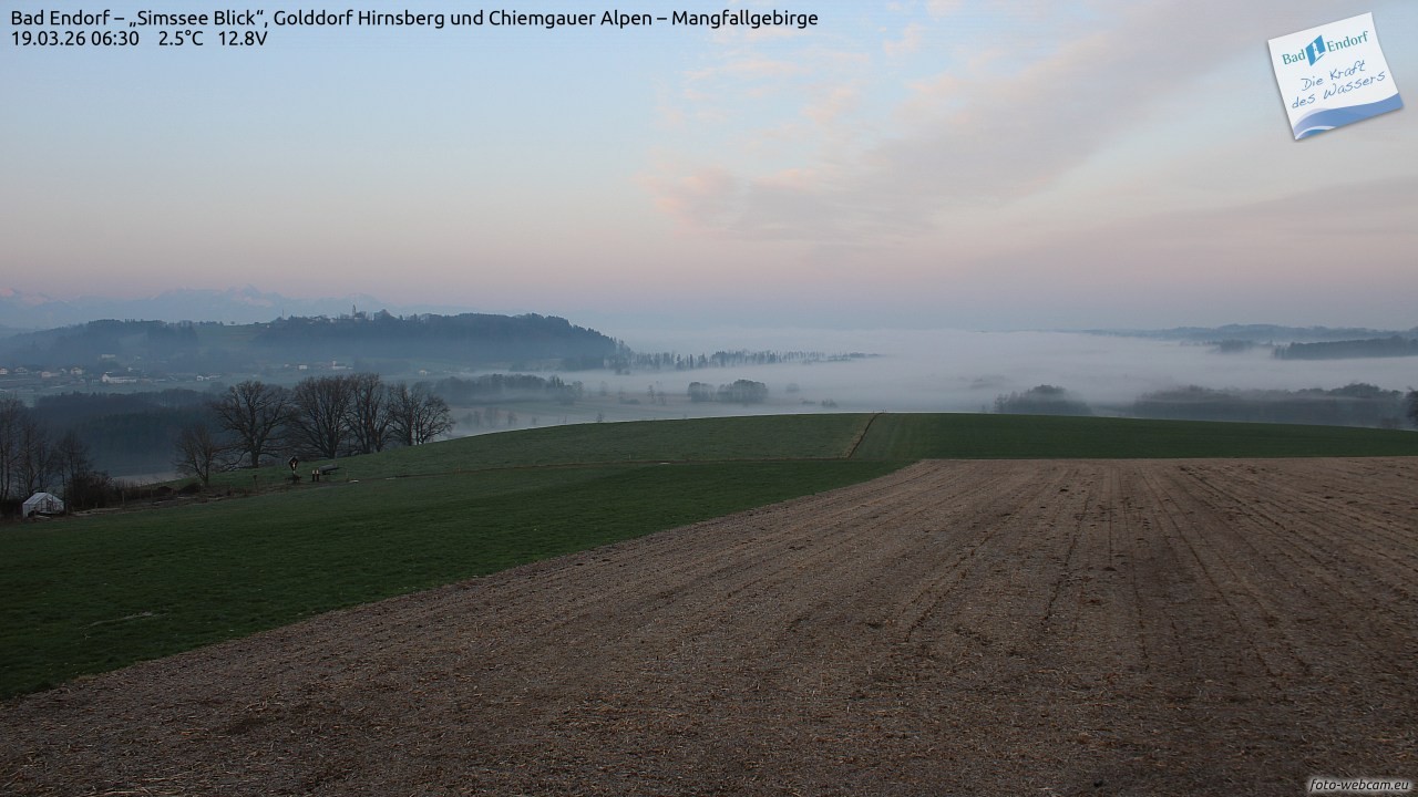 Archiv Foto Webcam Bad Endorf - Blick über den Simssee auf Wendelstein