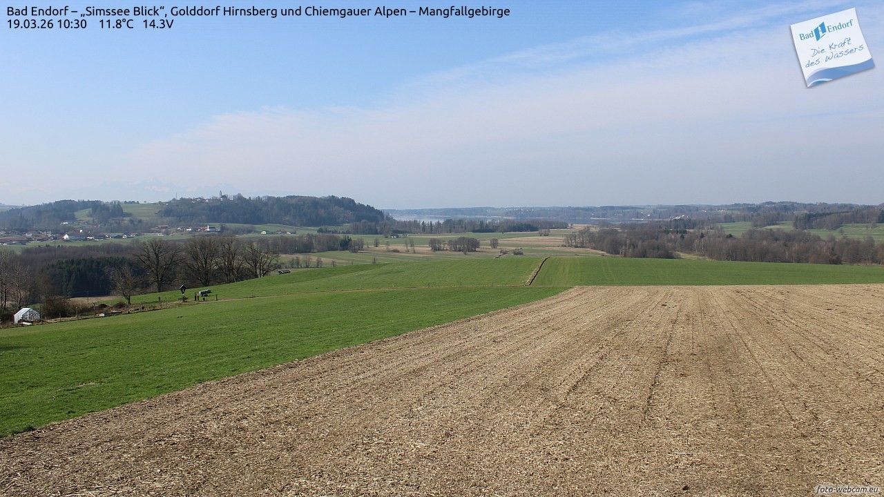 Archiv Foto Webcam Bad Endorf - Blick über den Simssee auf Wendelstein